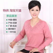 女士大版毛衣批发中年女羊绒羊毛妈妈装中老年女装针织毛线衫厂家