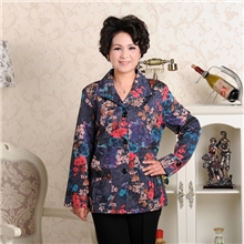 中老年加肥加大码女装印花风衣时尚中年妈妈民族风长袖外套夹克秋