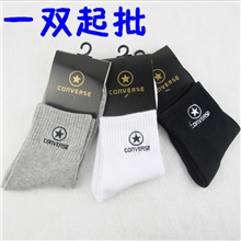 纯棉外贸品牌袜五角星精美刺绣男士高档运动袜一双起批袜子批发城