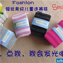 （热销）外贸儿童连裤袜批发/银丝条纹连裤袜/袜批发/日韩袜