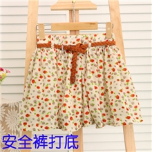 2013日韩新款清新淑女小花雪纺百褶半身裙防走光百搭短裙送腰带