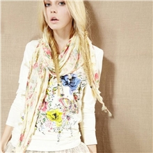 2013新款春夏装绮丽花园图烫金印画百搭宽松T恤长袖女t恤