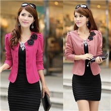 秋季新款韩版蝴蝶结百搭小西装双排扣开衫气质短外套批发有内衬