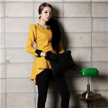 2013新款韩版外贸加绒打底衫女式长袖圆领不规则下摆打底衫批发