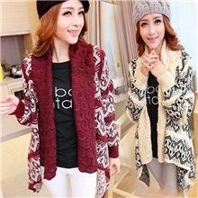 yz13002秋季爆款韩版民族风中长款针织衫百搭开衫女式毛衣外套