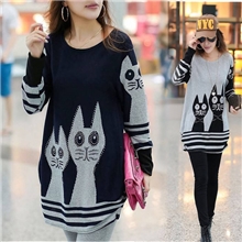 xm1050#2013秋季新款爆款韩版两只小猫咪T恤印花烫钻女式T恤