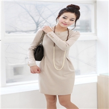 2013韩版经典ol连衣裙韩版园领时尚修身女式长袖连衣裙秋冬