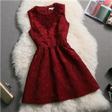 2013欧洲站秋冬季外贸女装新款欧美大牌刺绣钉珠无袖A字连衣裙子