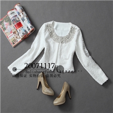 店家强烈推荐2013小香风蕾丝钉珠小外套开衫上衣爆款女装
