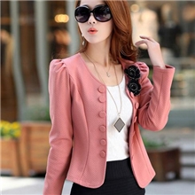 1530#2013秋装新款韩版修身OL气质双排扣小西服短款大码小西装