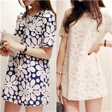 1032#2013秋装新款韩系早春甜美复古蕾丝花朵后拉链修身连衣裙