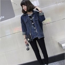 日本原宿复古风BF宽松范磨白水洗宽松大号牛仔外套情侣款