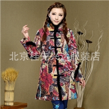 2013新款雅秀原创民族风中式改良压棉宽松大码兔毛边女式上衣