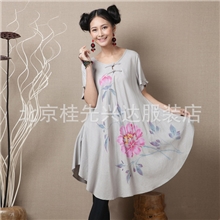 鑫典雅秀原创设计民族风大码长款手绘长裙复古经典百搭时尚女裙