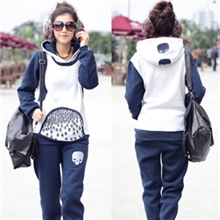 2013秋冬季新款韩版女装加绒加厚连帽两件套学生运动服休闲女套装