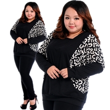 秋装新款加肥加大大码女装拼接大花蝙蝠衫批发胖mm服装大码时尚