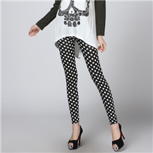 时尚牛奶丝涂鸦打底裤时尚圆点九分裤显瘦打底裤直销批发