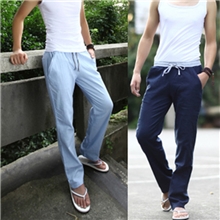 批发韩版男式小直筒修身长裤亚麻裤子男士休闲裤男生时尚长裤