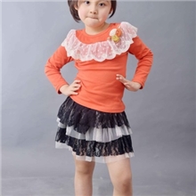 2013秋季新款预售女童长袖T恤厂家直销蕾丝加玫瑰韩版T恤