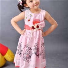 童裙批发韩版背心裙儿童印花裙公主裙时尚休闲连衣裙纯棉裙