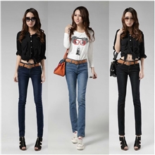 新款韩国牛仔裤弹力大码显瘦小脚铅笔裤女式牛仔裤批发