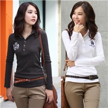 新款大码韩版宽松T恤修身打底衫长袖翻领T恤批发（送腰带）