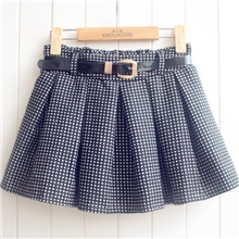 2013年秋冬新品韩版百褶蓬蓬裙圆点格子短裤半身裙靴裙送腰带