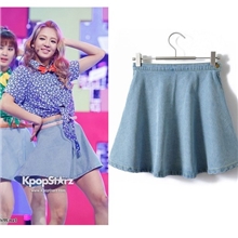欧美大牌少女时代周冬雨AOM丁晶明星同款AA高腰牛仔裙A字裙伞裙