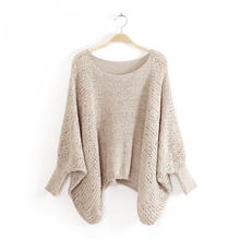 宽松蝙蝠衫毛衣透视镂空罩衫长袖镂空套头针织衫女装代发免费