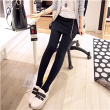 秋冬新款时尚加绒加厚保暖打底裤裙侧拉链假两件打底裤批发