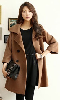 大码女装爆款13秋冬爆款韩版九分袖修身女式毛呢大衣外套JR2019