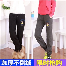 一件代发加绒加厚运动裤女长裤秋冬款哈伦卫裤宽松显瘦抓绒休闲裤