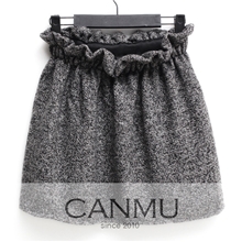 【厂家直销】2013秋冬新款毛呢料厚花苞腰半身短裙女装高腰蓬蓬裙