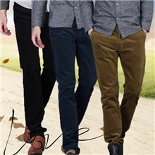秋冬毛呢平丝绒男裤男式灯芯绒休闲长裤加厚英伦直筒灯芯绒男裤