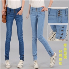 2013秋款淘宝爆款女士牛仔裤排扣大码铅笔裤批发厂家直销