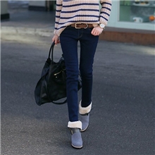 【牧场】冬季新款加绒加厚牛仔铅笔裤女式保暖休闲靴裤小脚批发