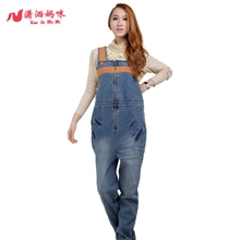 潇洒妈咪韩国孕妇装时尚孕妇牛仔背带裤韩版花边孕妇裤人气爆款