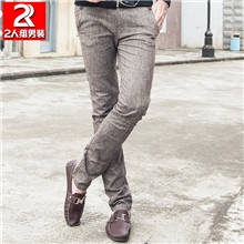 男式纯棉亚麻韩版修身休闲裤时尚潮男士小脚长裤免费代理厂家直销