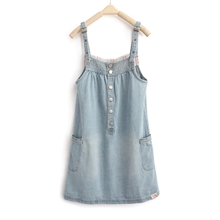 2013夏季新款女装欧美简约复古牛仔双肩吊带裙休闲小清新背心裙