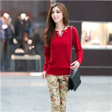 胖伊妆园2013新款时尚大码女装针织衫胖mm长袖T恤纯色棉打底衫