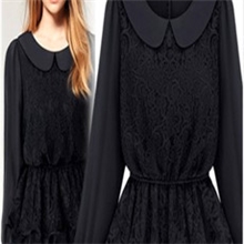 2013秋装欧美风新款娃娃领雪纺拼接蕾丝上衣衬衫长袖女装新品现货