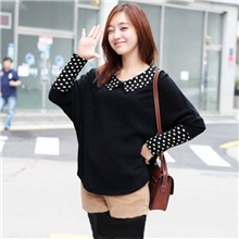 厂家直销2013秋装新品女装宽松大码波点蝙蝠袖【女式针织衫外套
