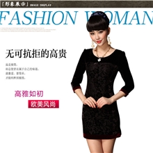 2013秋冬新款连衣裙欧洲站品牌时尚丝绒通花长袖修身包臀女装裙子