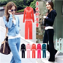 秋款休闲套装女装韩版大码三件套卫衣天鹅绒休闲运动套装批发6931