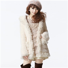 2013韩国冬装款毛外套边连帽毛绒绒衫休闲流苏羊羔毛外套D4129