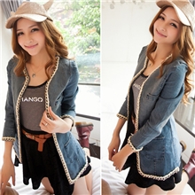 2013秋季爆款弹力牛仔条中长款外套牛仔女装韩上9647