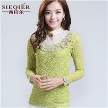 西琦尔2013秋冬新款蕾丝打底衫韩版立领宫廷蕾丝衫珠宝衬衫809