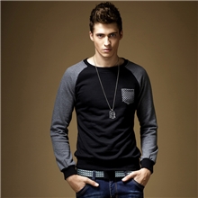 新款秋装韩版男士修身圆领卫衣潮男休闲圆领套头卫衣男