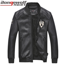 邦格狼秋冬新品石狮男式机车皮衣加绒加厚款夹克男休闲外套