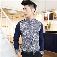 2013秋冬HFY2013716男士韩版修身拼接长袖衬衫